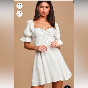 Lulus Elsie White Puff Sleeve Mini Dress